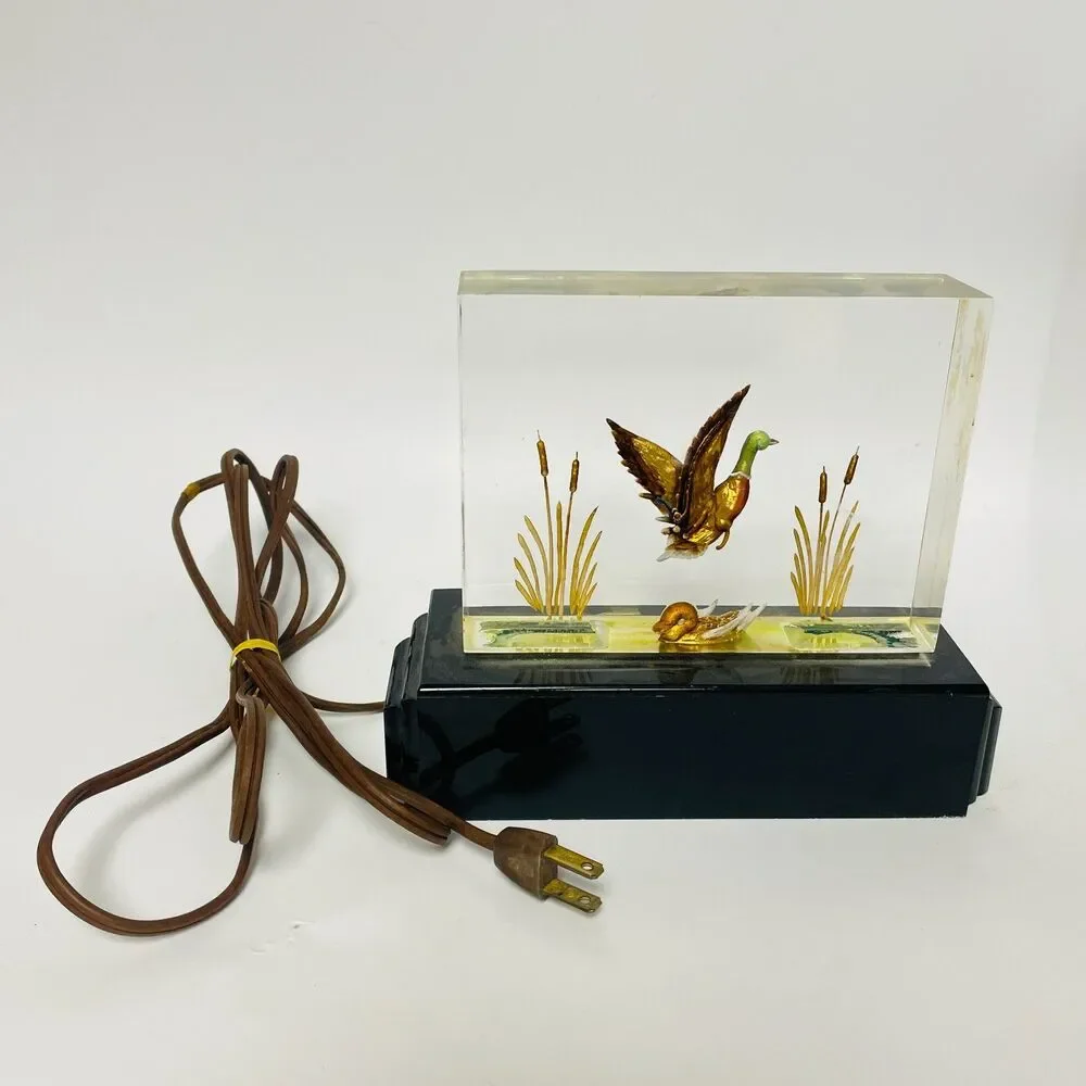 Flying Duck Mallard VTG TV Lamp Thompson Plasticraft Acrylic Lucite Art Deco MCM